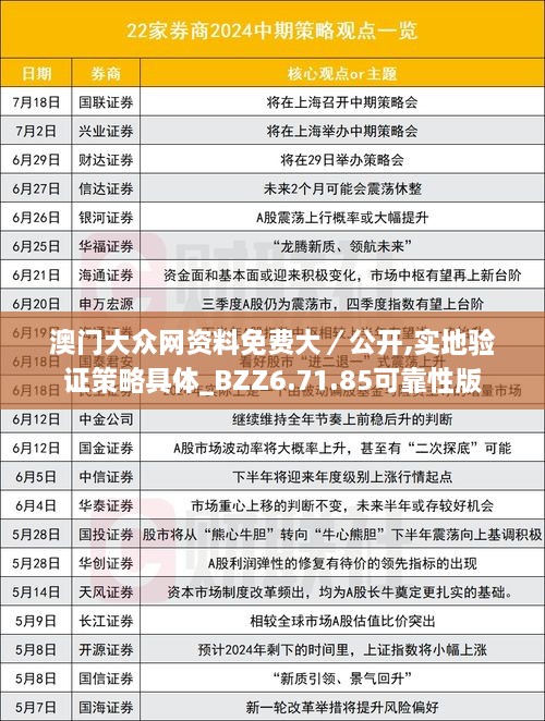 澳門大眾網(wǎng)資料免費大／公開,實地驗證策略具體_BZZ6.71.85可靠性版