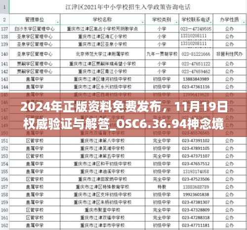 2024年正版資料免費(fèi)發(fā)布，11月19日權(quán)威驗(yàn)證與解答_OSC6.36.94神念境