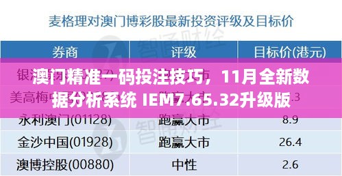 澳門精準一碼投注技巧，11月全新數(shù)據(jù)分析系統(tǒng) IEM7.65.32升級版