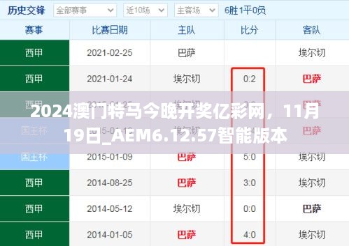 2024澳門特馬今晚開獎億彩網(wǎng)，11月19日_AEM6.12.57智能版本