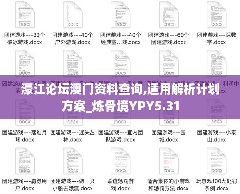 濠江論壇澳門資料查詢,適用解析計劃方案_煉骨境YPY5.31