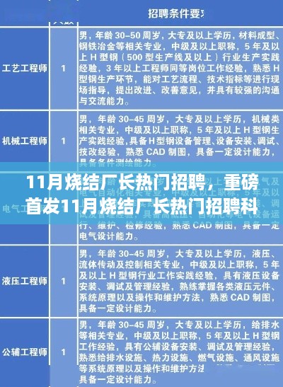 重磅首發(fā)，智能燒結(jié)系統(tǒng)引領(lǐng)未來(lái)科技生活新紀(jì)元，尋找優(yōu)秀燒結(jié)廠長(zhǎng)