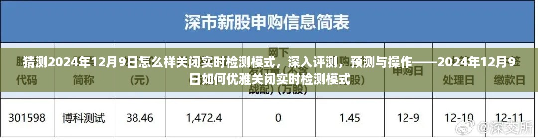 猜測(cè)2024年12月9日怎么樣關(guān)閉實(shí)時(shí)檢測(cè)模式，深入評(píng)測(cè)，預(yù)測(cè)與操作——2024年12月9日如何優(yōu)雅關(guān)閉實(shí)時(shí)檢測(cè)模式