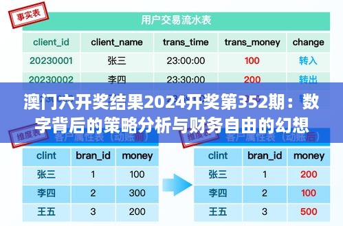 澳門六開獎(jiǎng)結(jié)果2024開獎(jiǎng)第352期：數(shù)字背后的策略分析與財(cái)務(wù)自由的幻想