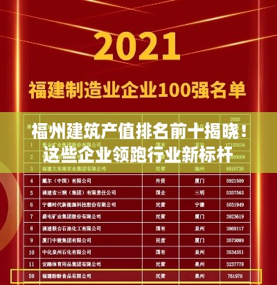 福州建筑產值排名前十揭曉！這些企業(yè)領跑行業(yè)新標桿