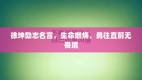 徐坤勵(lì)志名言，生命燃燒，勇往直前無畏境