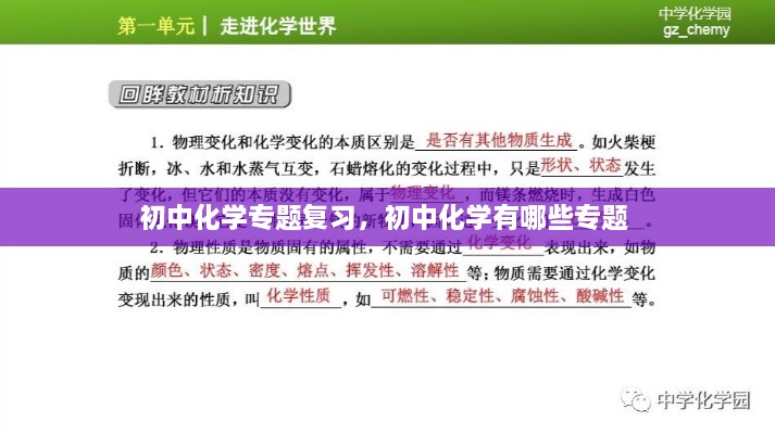 初中化學專題復習，初中化學有哪些專題 